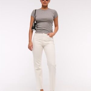 Abercrombie ankle straight high rise cream white jeans